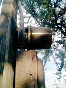 Figure 1. A power meter for a water well that was struck by lightning.